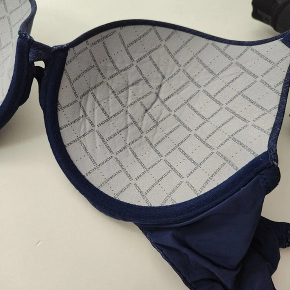 Victorias Secret Perfect Shape Bra Women Size 32DD Heather Blue Underwire Padded - Picture 6 of 7